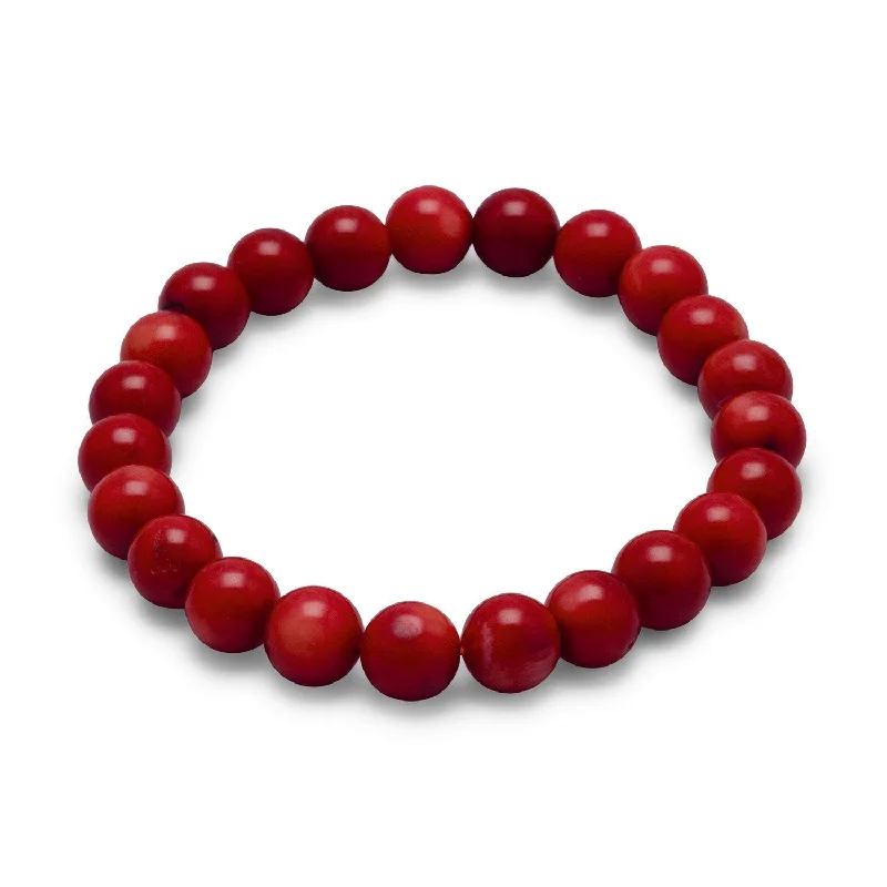 Swirl shape bangles-Red Coral Bead Stretch Bracelet