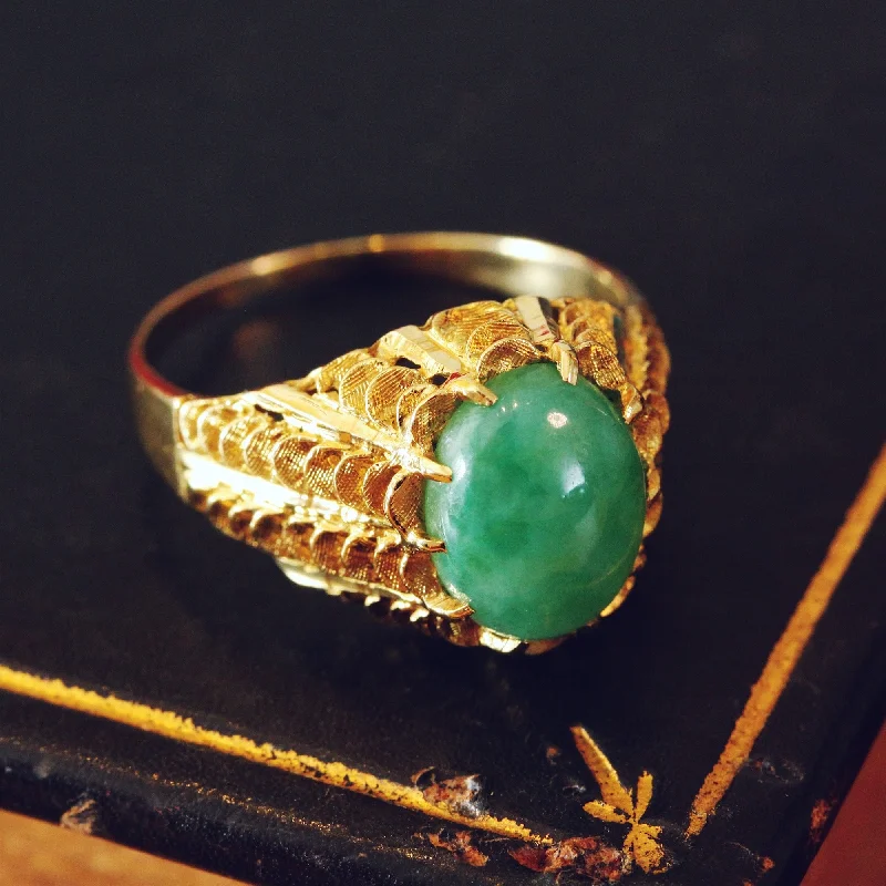 Lily rings-Exciting Vintage 1960's Jade Cocktail Ring