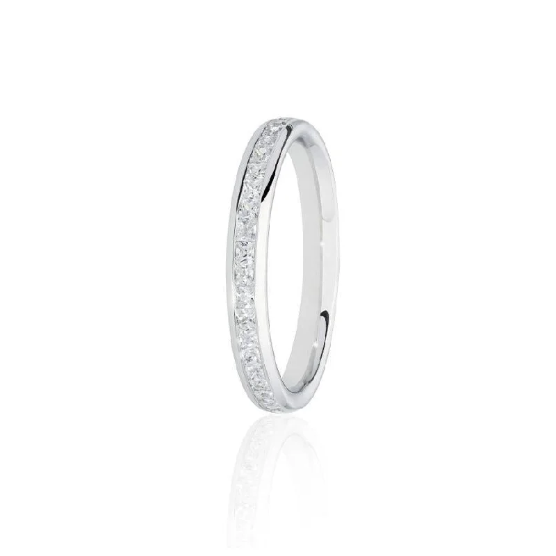 Forever band engagement rings-0.33ct Princess Cut Diamond 18ct White Gold Half Eternity Ring