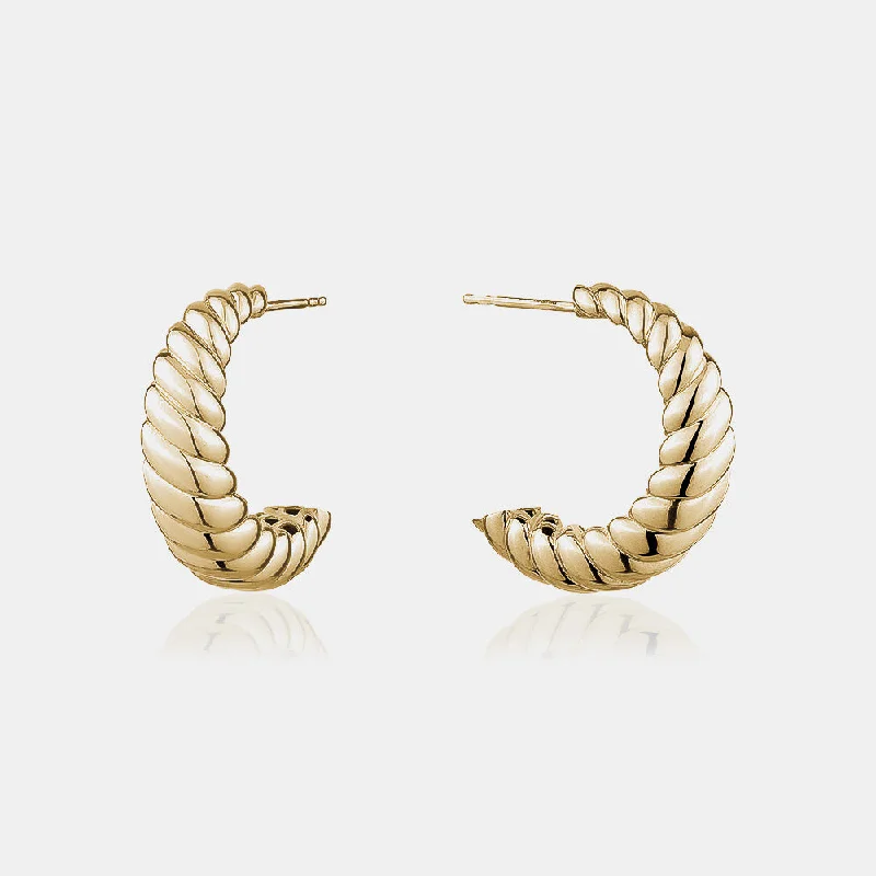 Dainty charm earrings-Gold Crescent Hoops