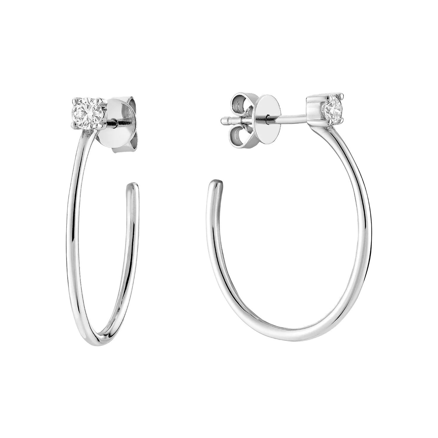 Topaz stone earrings-Solitaire Hoop Stud Earring