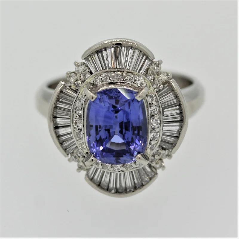 Elegant design rings-Classic Sapphire Diamond Platinum Ring