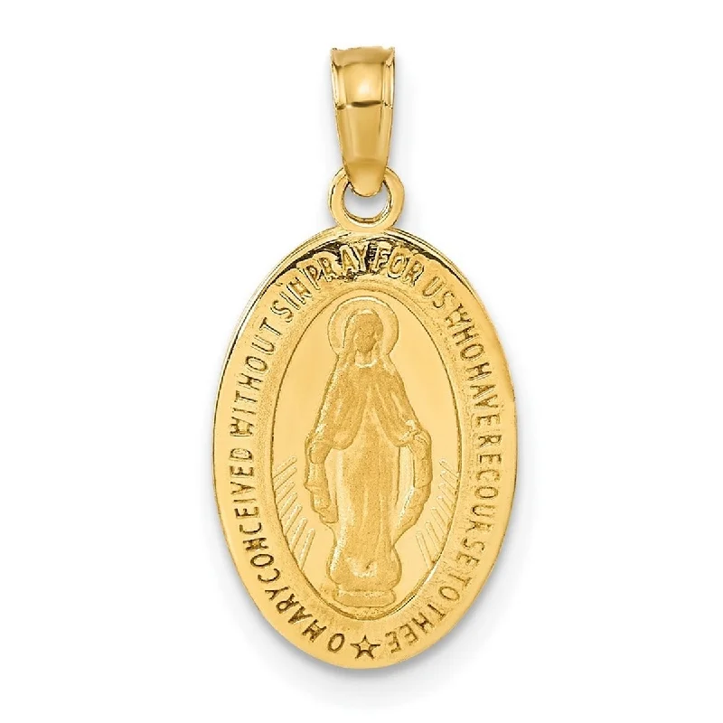 Swirl design necklaces-Curata 14k Yellow Gold 18" 16x11mm Miraculous Medal Pendant Necklace