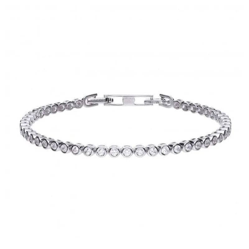 Glossy enamel engagement rings-Silver Rubover Set Cubic Zirconia Tennis Bracelet