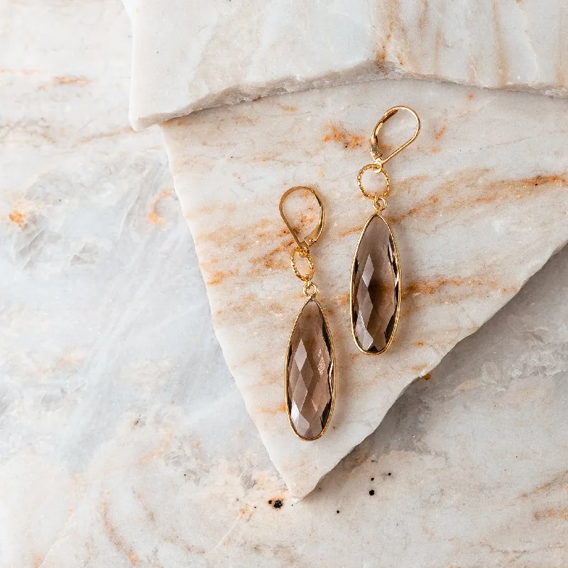 Topaz gem earrings-Francesca Gold Gemstone Earrings