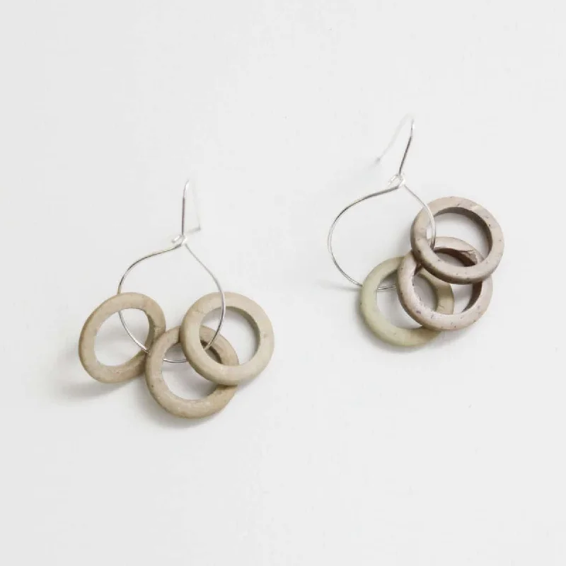 Polished charm earrings-Taupe Circle Dangle Earrings