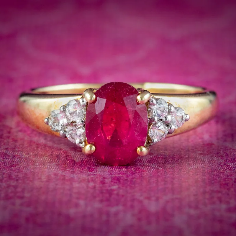 Sapphire inlay rings-Art Deco Style Synthetic Ruby Sapphire Ring 1.5ct Ruby