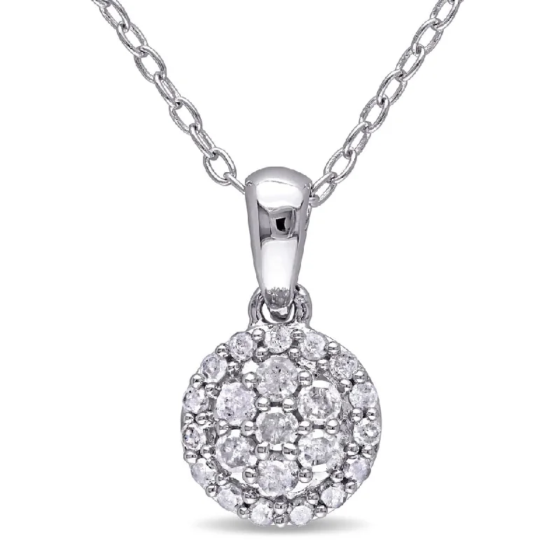 Faith charm necklaces-Miadora Sterling Silver 1/4ct TDW Diamond Halo Necklace