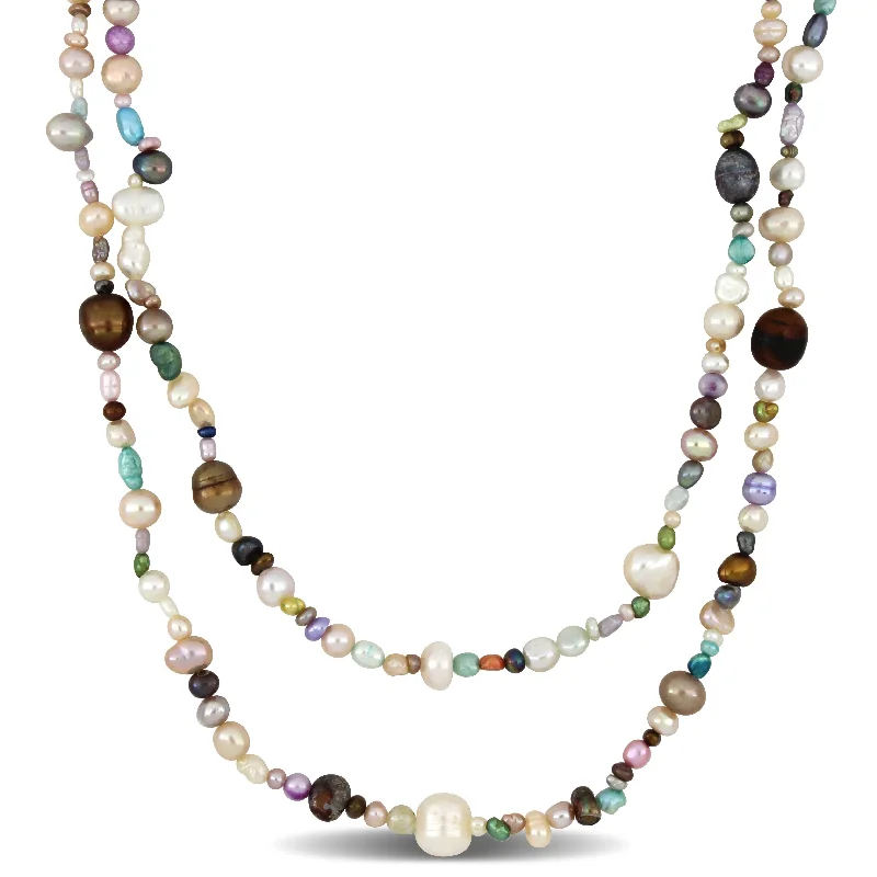 Soft silk necklaces-Miadora 4-8mm Multi Color Cultured Freshwater Pearl Multi-Strand Endless Giftable Necklace72 in - 72 in x 8 mm x 8 mm