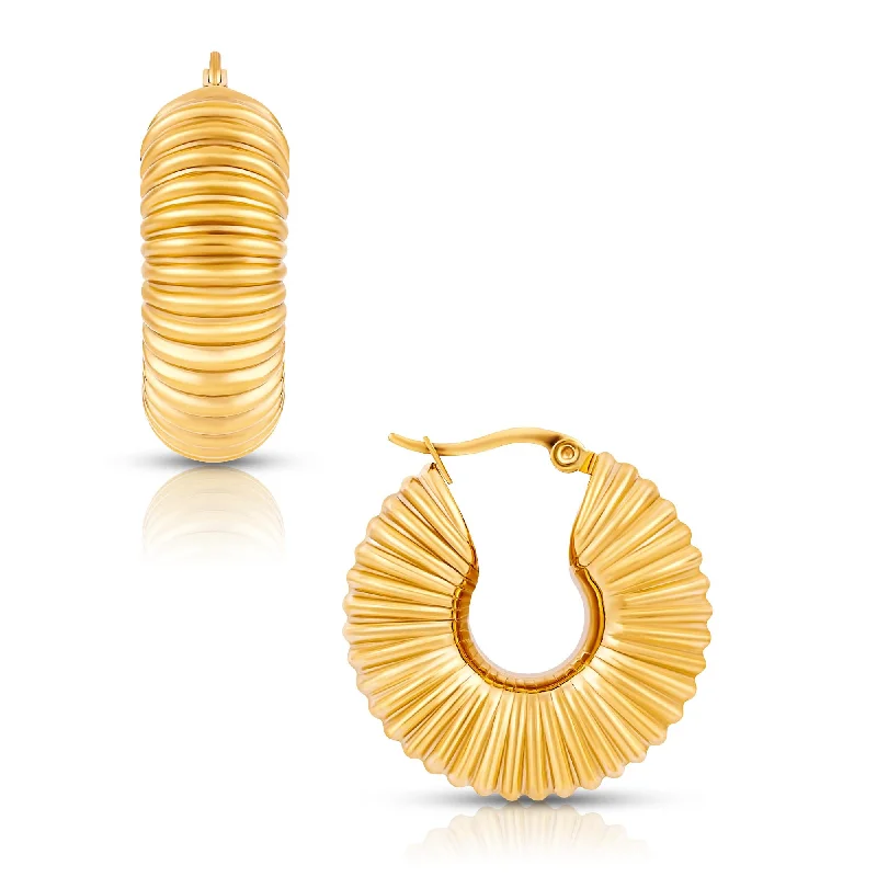 Lily motif earrings-Coria Textured Hoop Earring