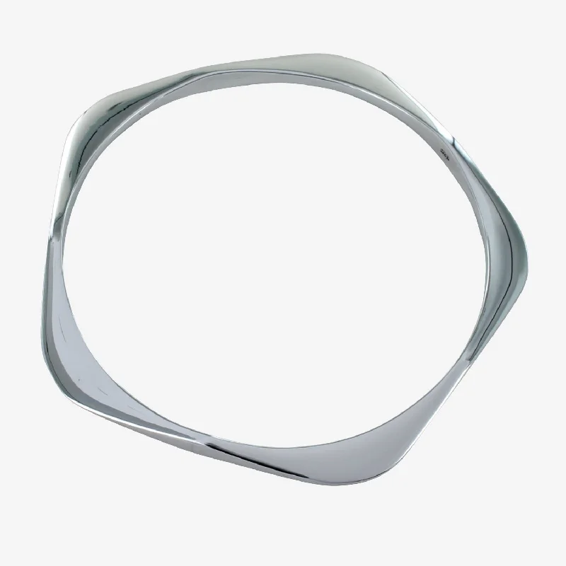 Linen thread bangles-Sterling Silver Pentagon Bangle