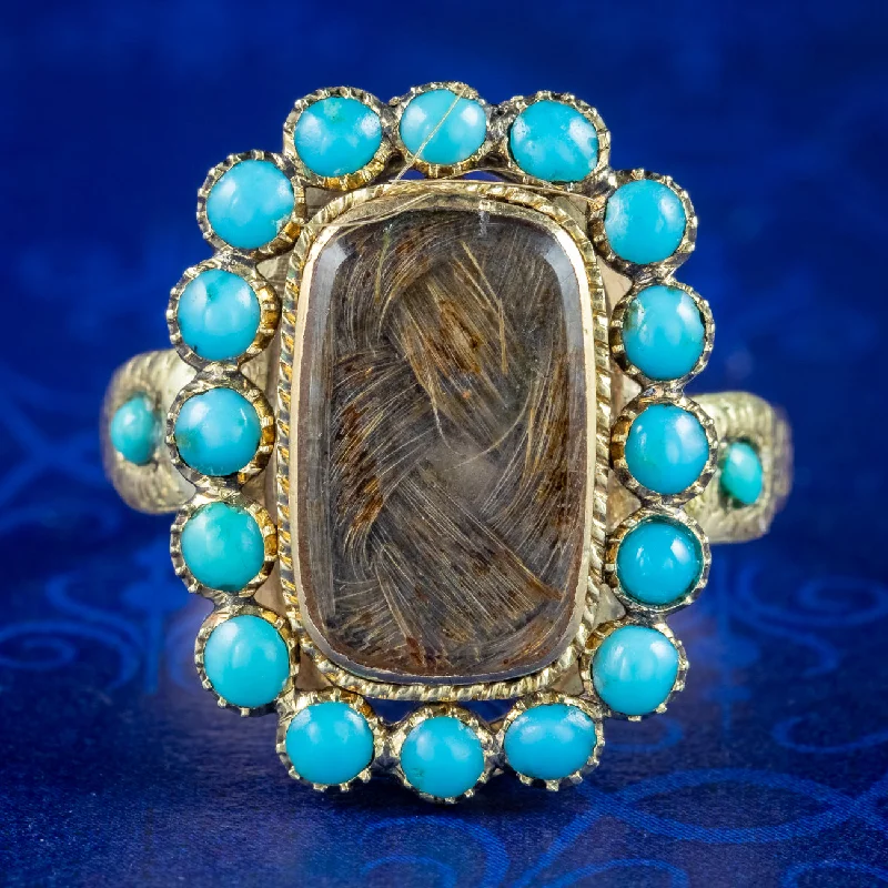 Subtle pearl rings-Antique Georgian Turquoise Mourning Ring Dated 1795