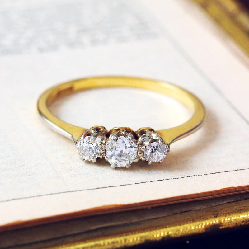 Victorian style rings-Darling Sparkle! Vintage Trilogy Diamond Engagement Ring