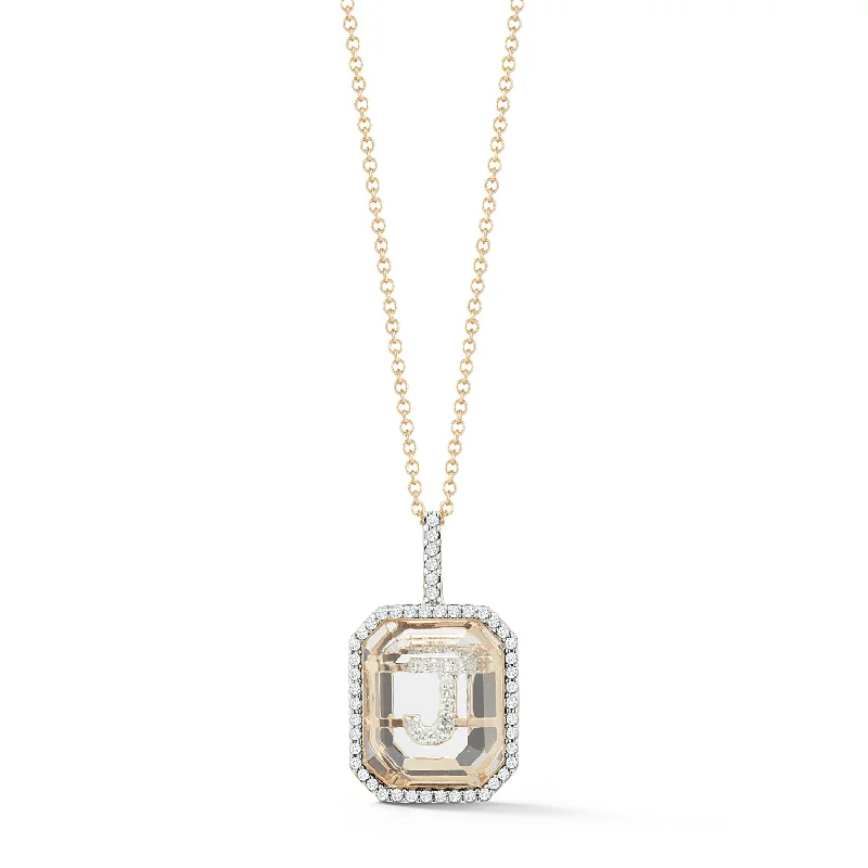 Worn medallion necklaces-14kt Diamond Frame Secret Initial Necklace // A - Z