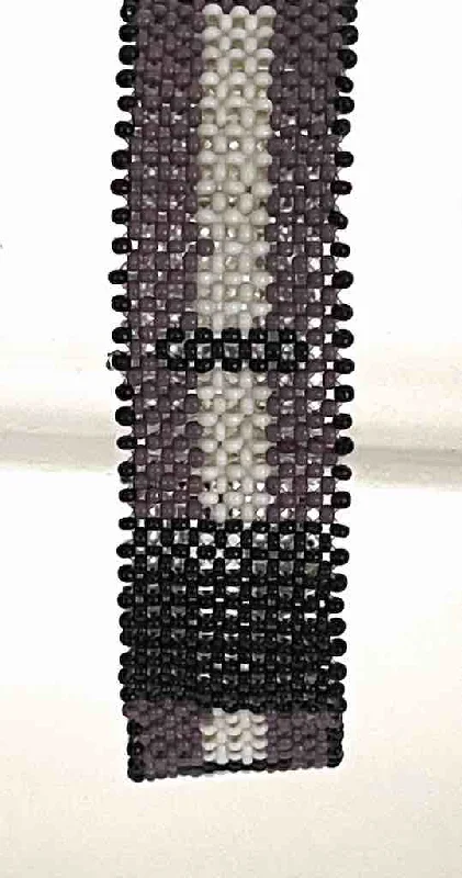 Shiny modern bangles-Very small bead woven geometric design beaded bracelet - Togo