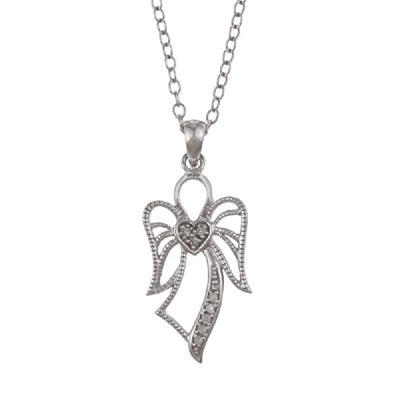 Tarnished silver necklaces-De Couer IGI Certified 10k White Gold Diamond Accent Angel Necklace