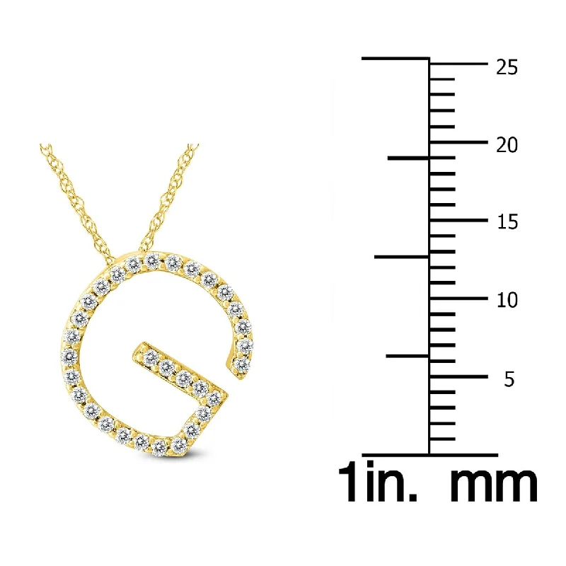 Smooth pendant necklaces-Marquee 1/5 Carat TW G Initial Diamond Pendant Necklace in 10K Yellow Gold with Adjustable Chain