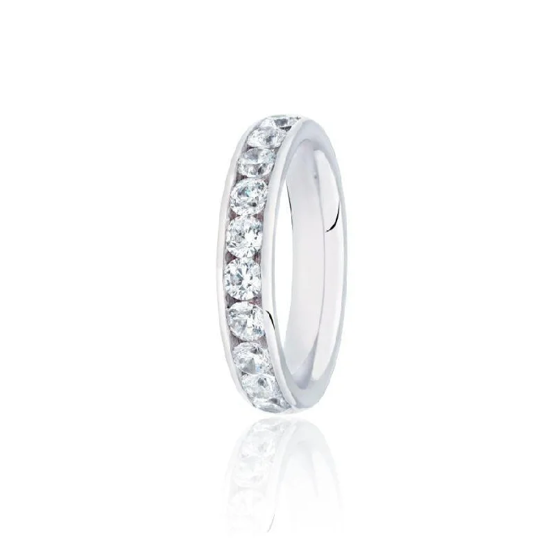 Joy charm engagement rings-1.00ct Channel Set Round Brilliant Cut Diamond Platinum Half Eternity Ring