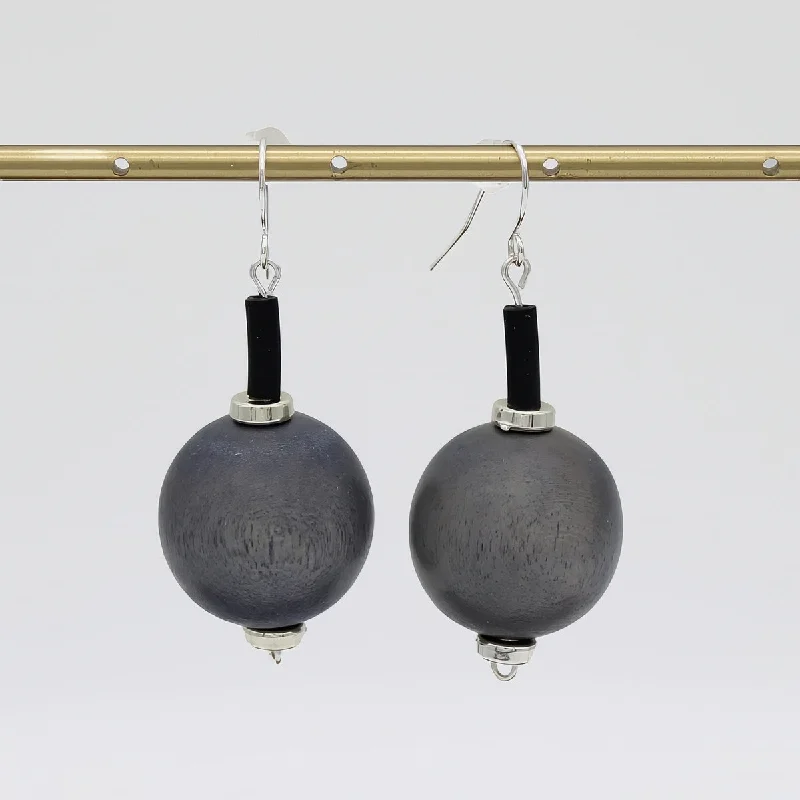 Fine charm earrings-Gray Ball Drop Earring