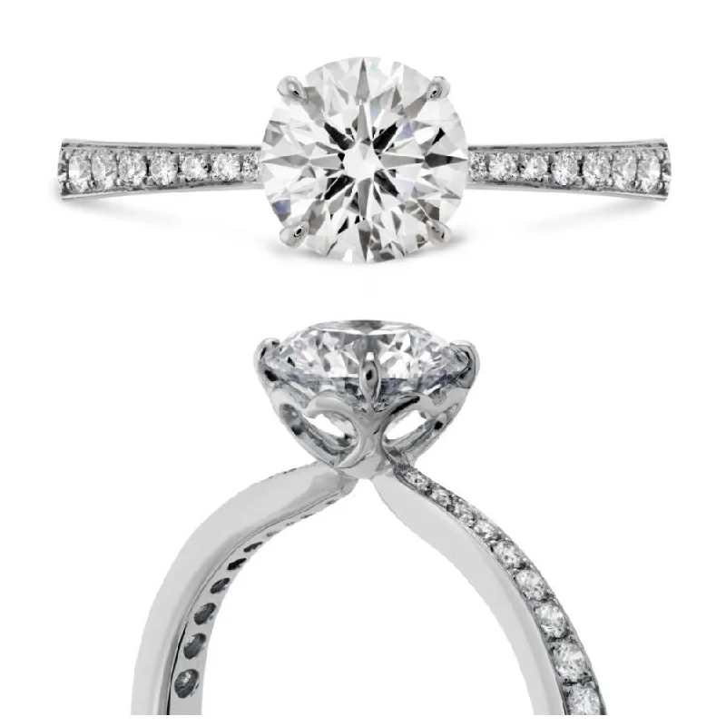 Aquamarine engagement rings-0.30ct Signature Diamond Solitaire Platinum Ring with Diamond Shoulders