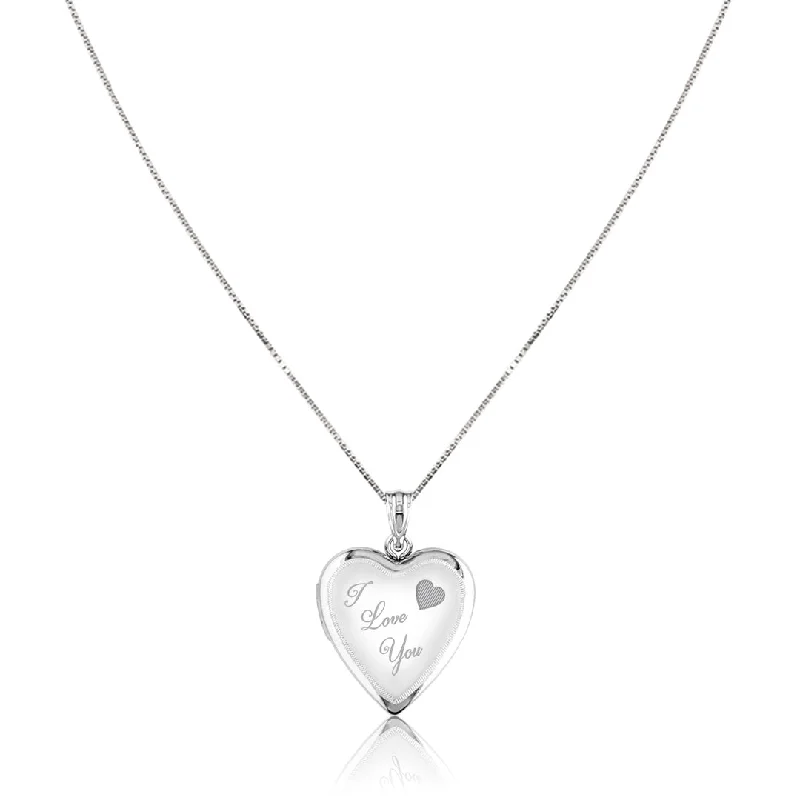 High pendant necklaces-Sterling silver " i love you" heart locket necklace