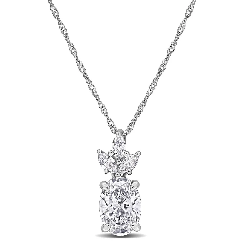 Crystal weave necklaces-Created Forever 1 2/5ct TW Lab-Grown Diamond Necklace in 14k White Gold