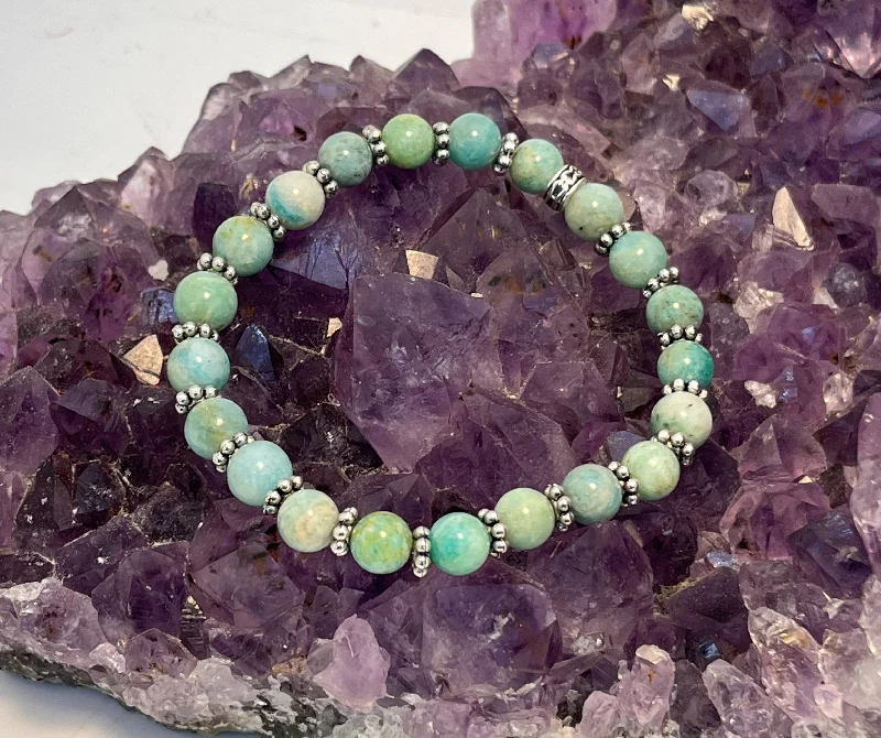 Fine dot bangles-Amazonite Stretchy Bracelet