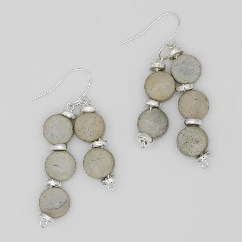 Aged bronze earrings-Gray Nicole Dangle Earring