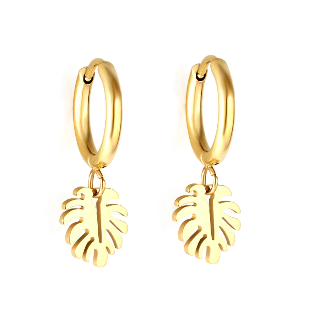 Reef knot earrings-Hypoallergenic Palm Leaf Earrings