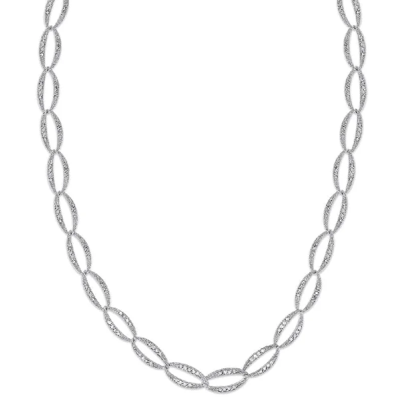 Sleek cross necklaces-Finesque Sterling Silver 1/2ct TW Diamond Link Necklace (I-J, I2-I3)