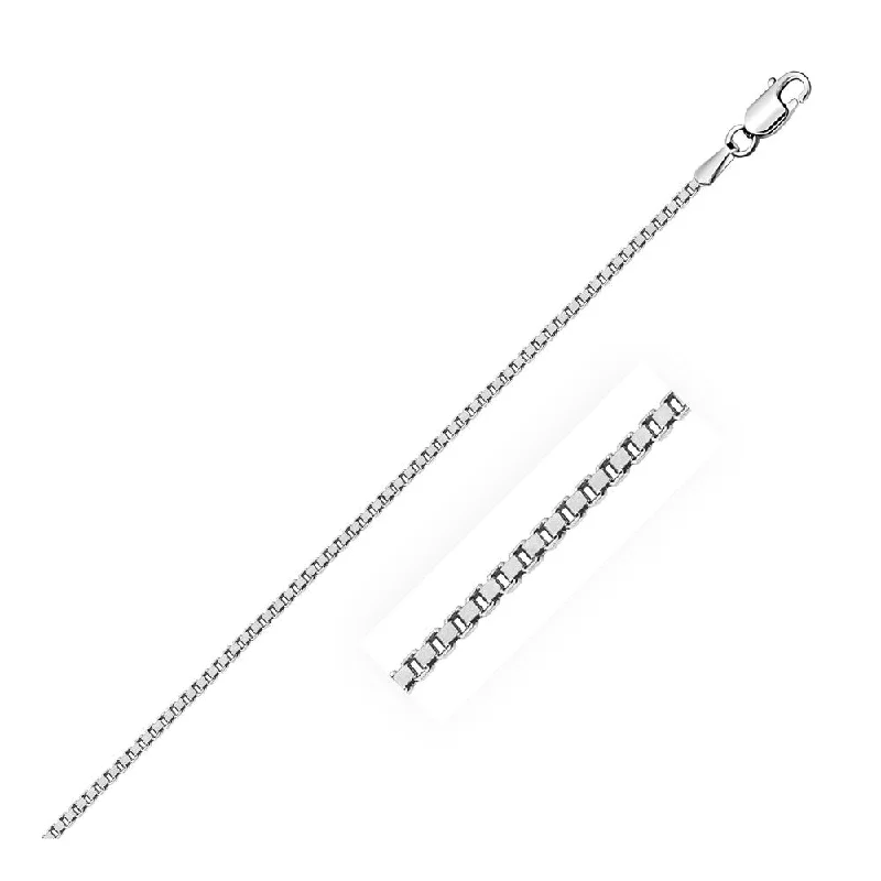 Offset design necklaces-Sterling Silver Rhodium Plated Box Chain Necklace 1.3mm