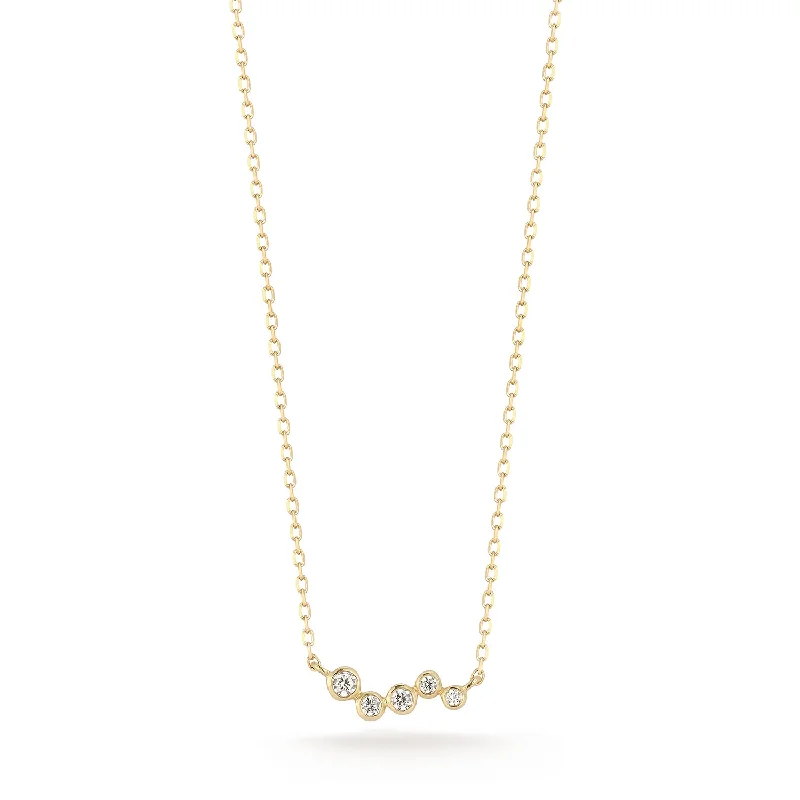 Coiled cord necklaces-14kt Mini Diamond Bezel Wave Diamond Necklace