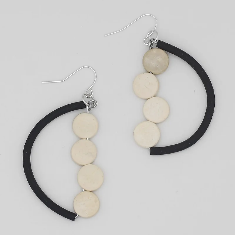 Dual-metal earrings-Half Moon Dangle Earring