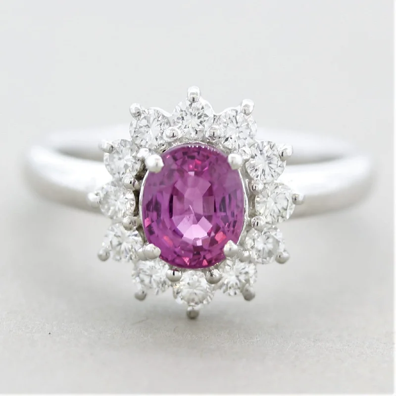 Subtle pearl rings-Fine Pink Sapphire Diamond “Princess Diana” Platinum Ring