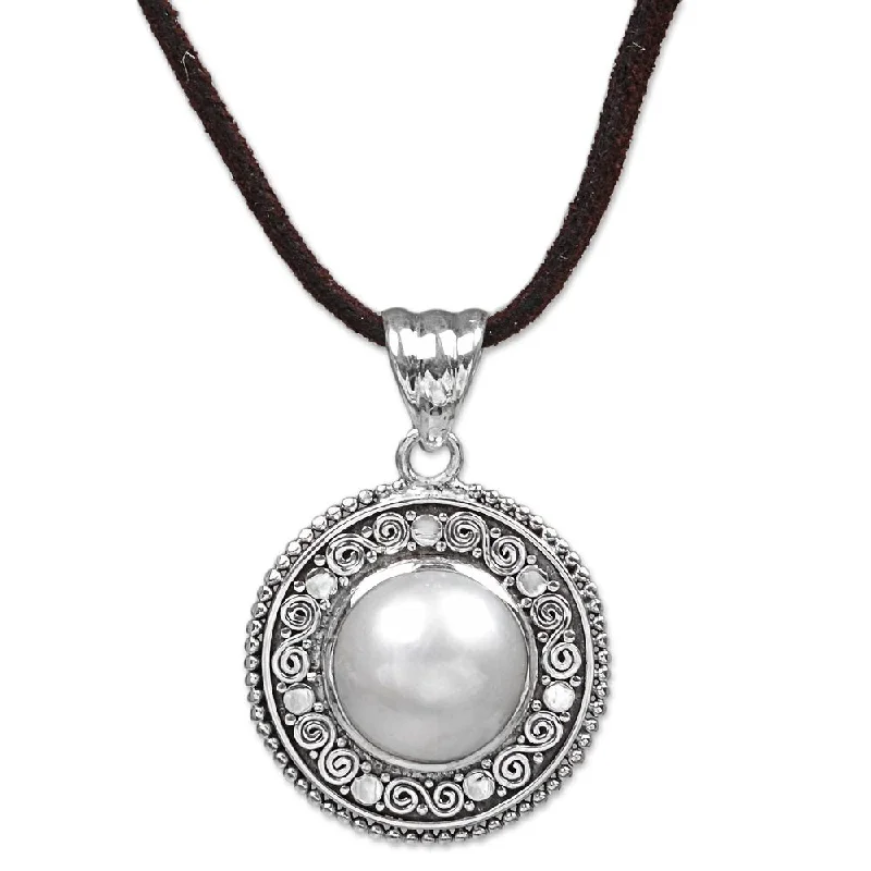 Flat knot necklaces-NOVICA Handmade Sterling Silver White Orb Cultured Pearl Necklace (Indonesia)