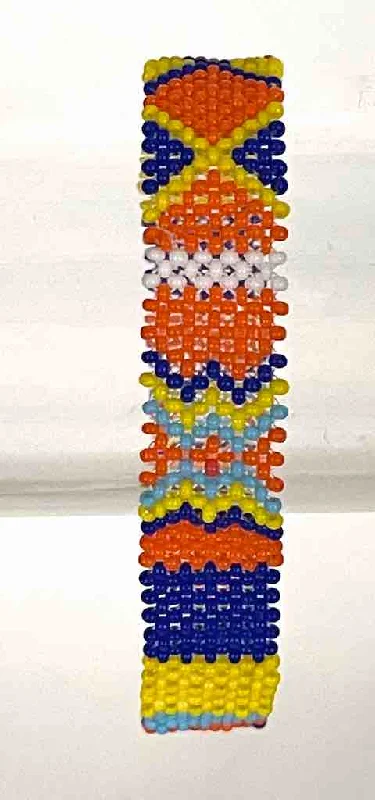 Fox motif bangles-Very small bead woven geometric design beaded bracelet - Togo