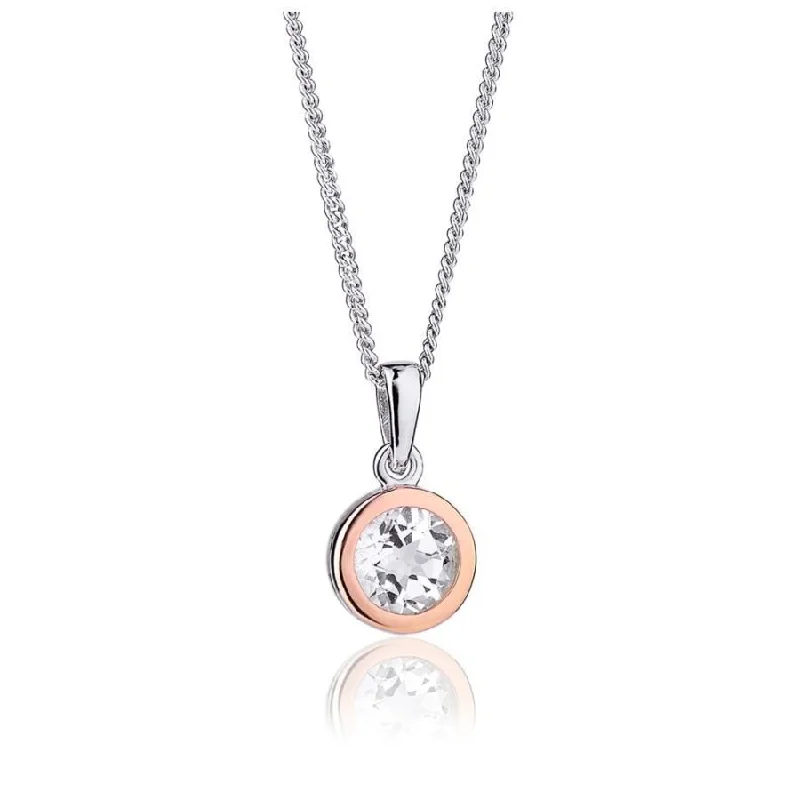 Sleek modern engagement rings-Silver & 9ct Rose Gold Celebration White Topaz Set Pendant