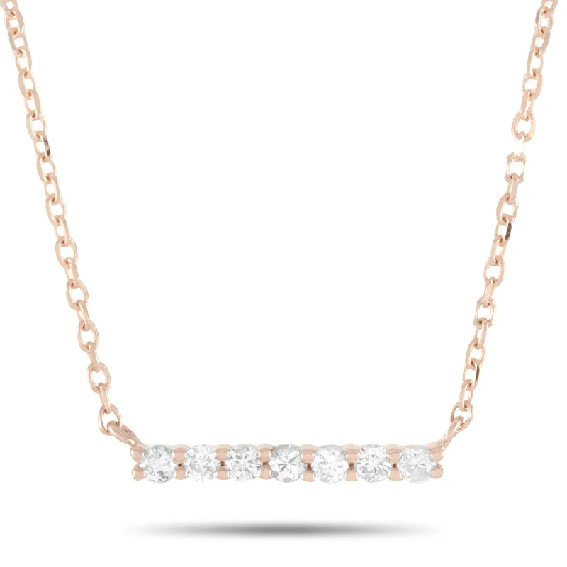 Vibrant enamel necklaces-Rose Gold 0.10ct Diamond Bar Necklace ANK-15804 Length N/A