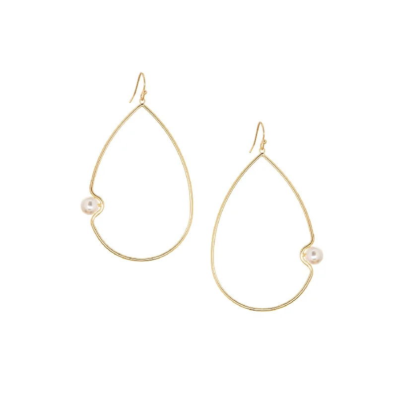 Tiny wing earrings-pearl inset teardrop earring