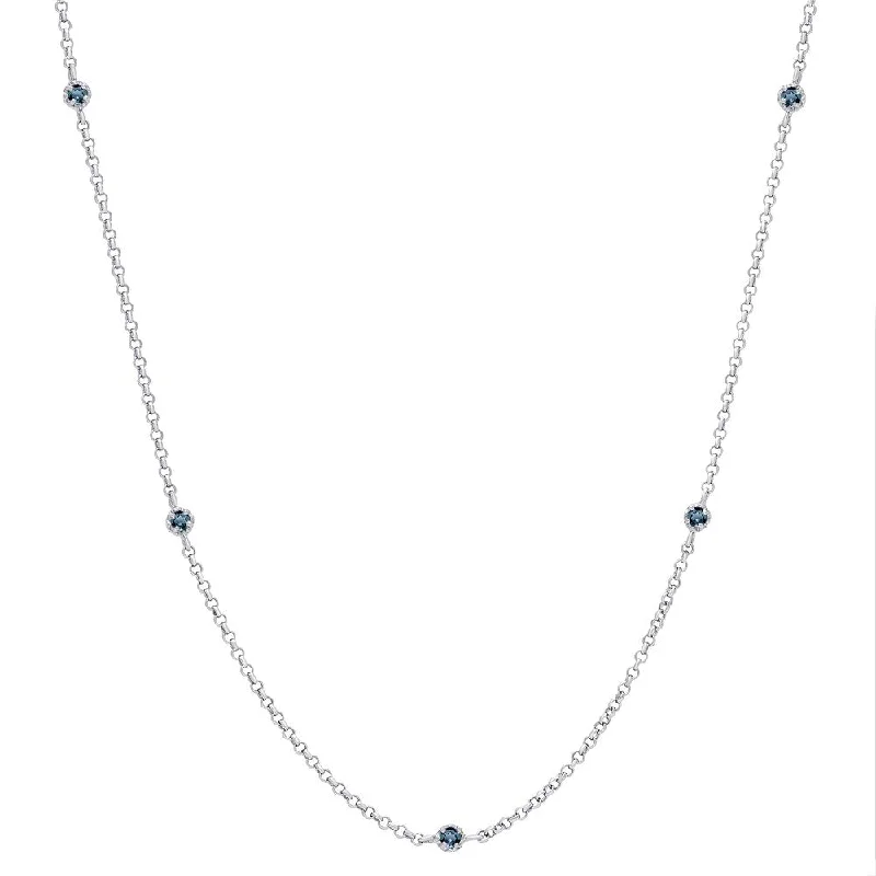 Pixie wing necklaces-Finesque Sterling Silver 1/2 ct TDW Blue Diamond Necklace