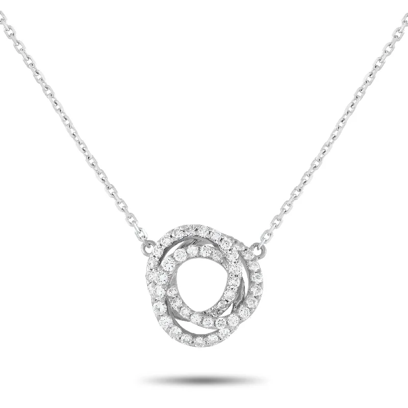 Sapphire gem necklaces-White Gold 0.50ct Diamond Triple Ring Necklace ANK-13200-W Length 16 Inch