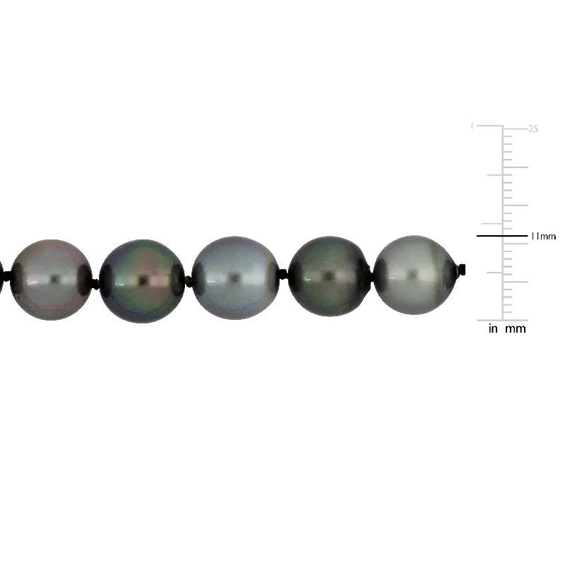 Sleek design necklaces-Miadora Multi-Shade Tahitian Cultured Pearl Strand Necklace w 14k White Gold Ball Clasp - 18 in