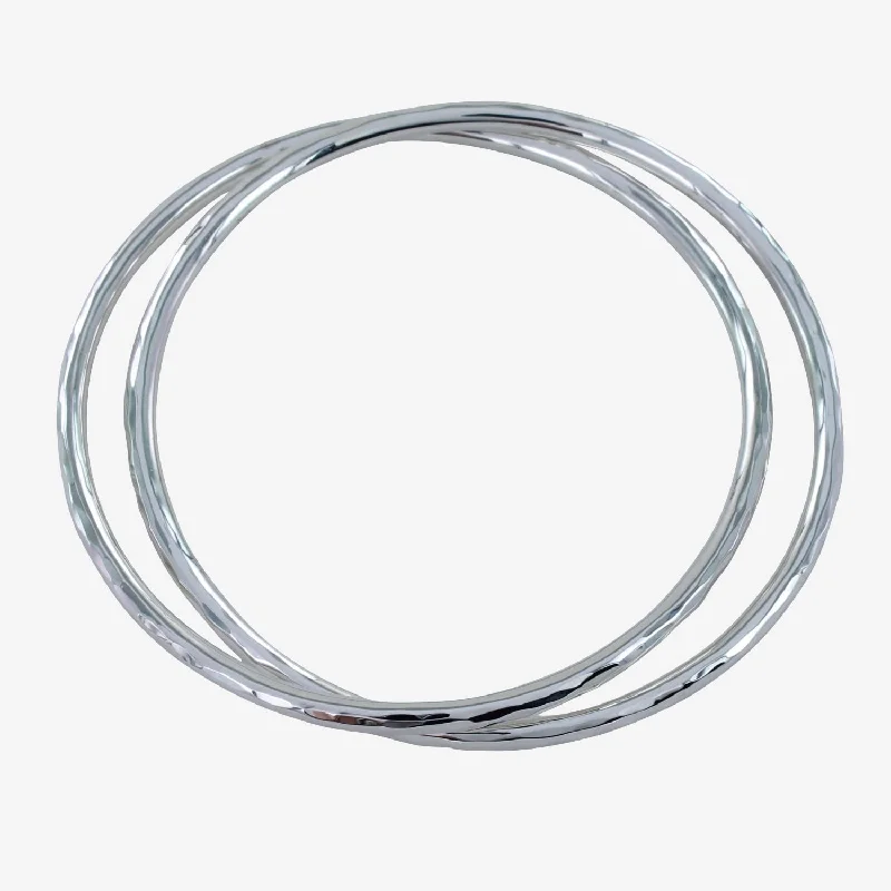 Matte cuff bangles-Sterling Silver Double Hammered Bangle