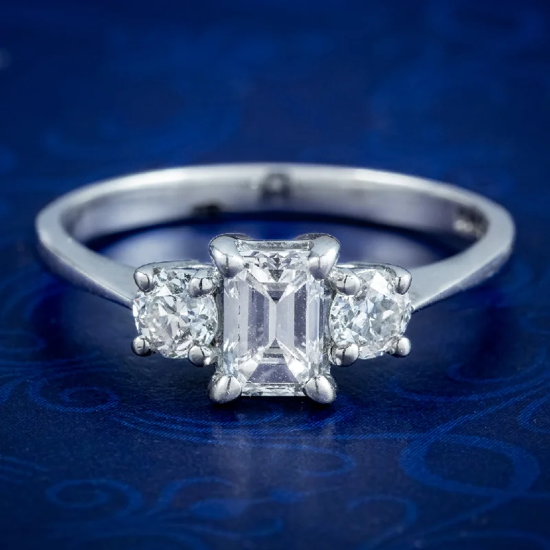 Flow style rings-Art Deco Style Diamond Trilogy Ring 1.15ct Total