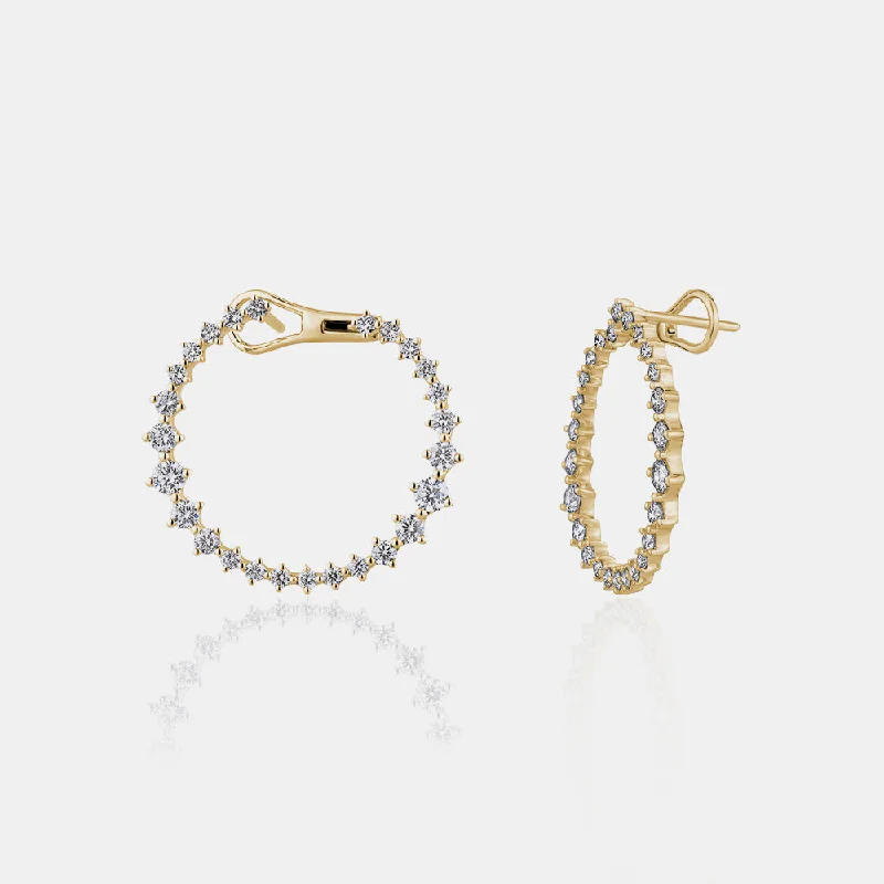 Playful gem earrings-Circular Graduated Diamond Statement Earrings