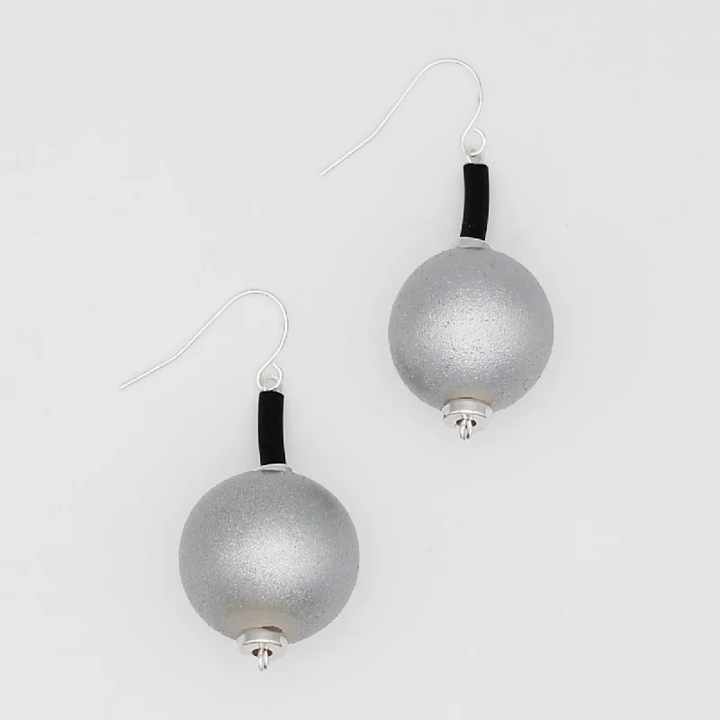 High gloss earrings-Silver Ball Drop Earring