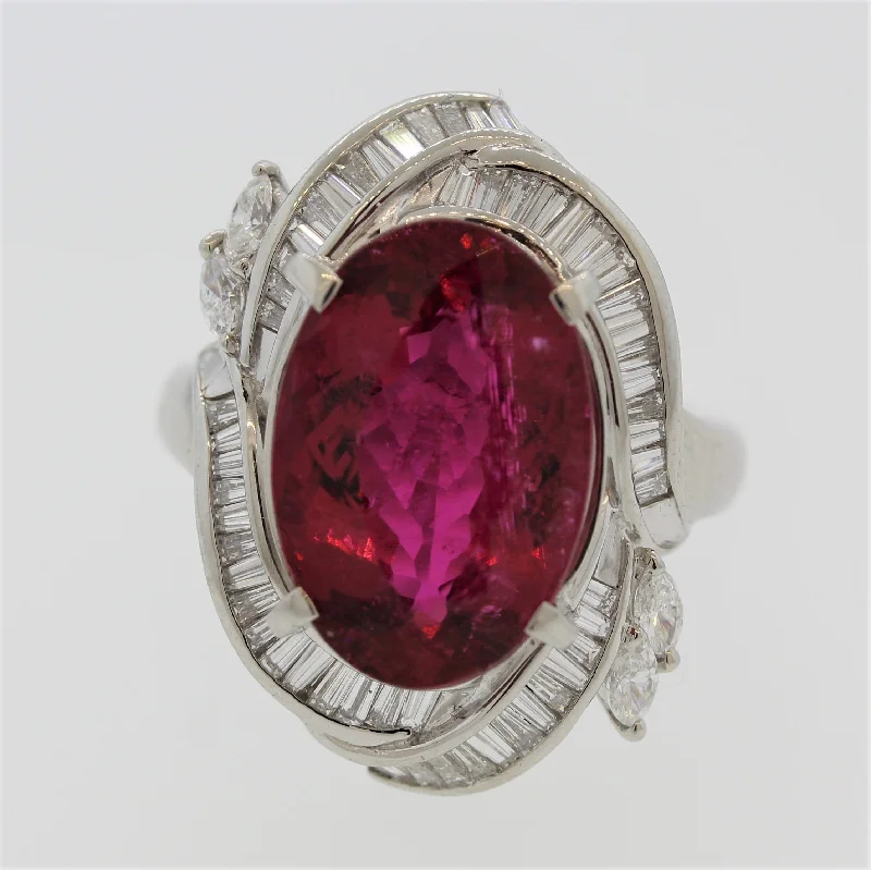 Reed style rings-Rubelite Tourmaline Diamond Platinum Ring