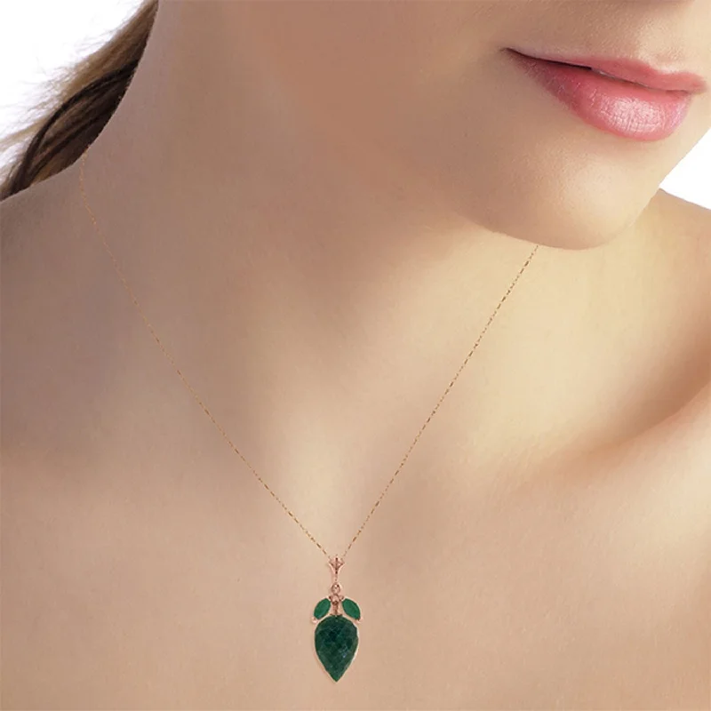 Linen thread necklaces-13.4 Carat 14K Solid Gold Apparently Simple Emerald Gemstone Necklace