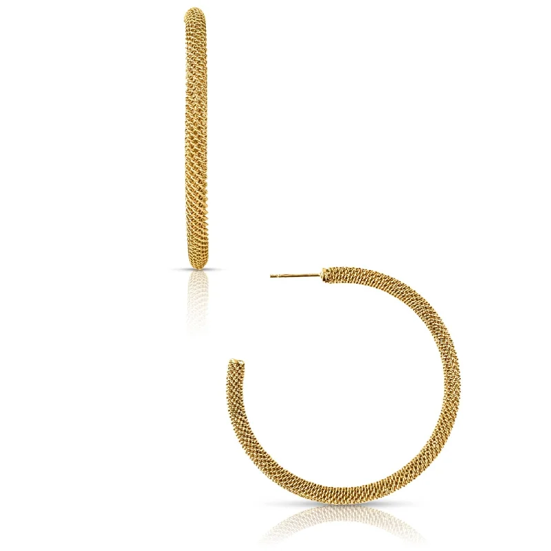 Sleek gold earrings-Lou Large Mesh Hoop Earring