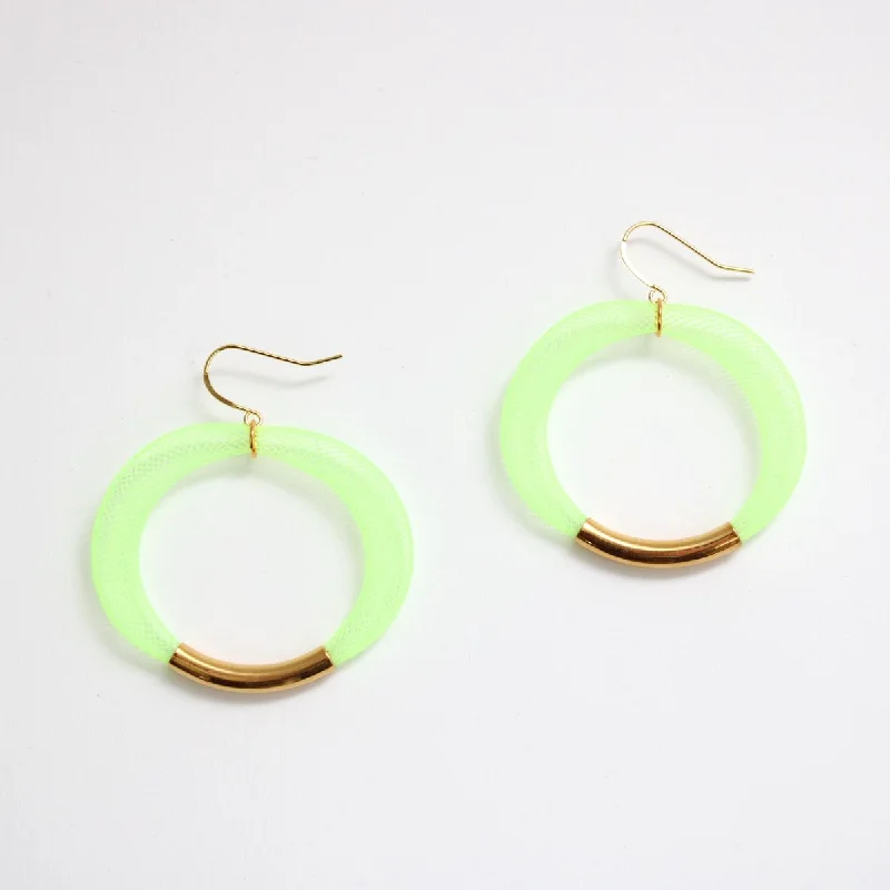 Stellar charm earrings-Lime Mesh Hoop Earring Gold